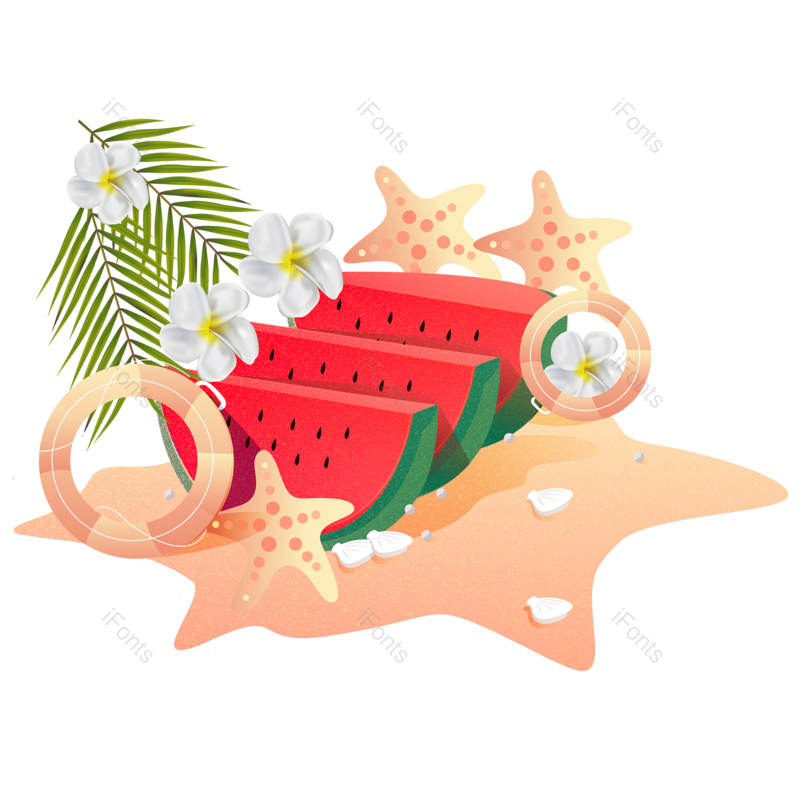 叶子图片,西瓜元素,夏至PNG,夏天免抠素材
